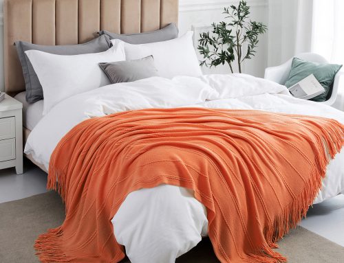 Knitted throw blankets-orange