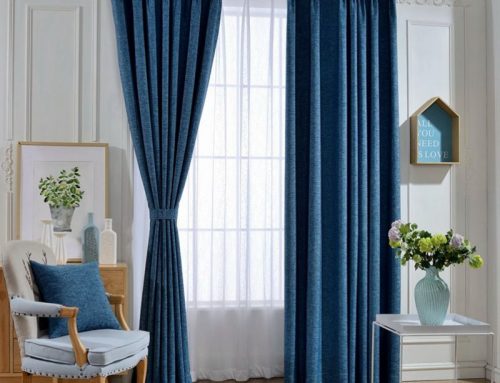 linen curtain-purplish blue