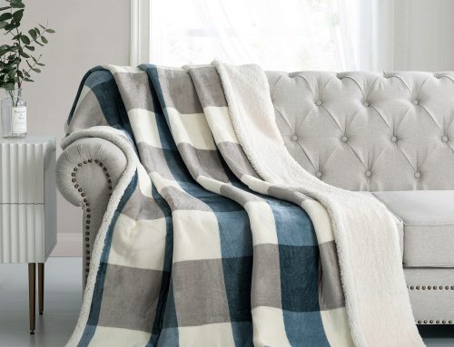 sherpa fleece throw blankets-grayish blue