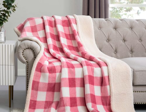 sherpa fleece throw blankets-pink